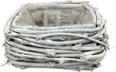 Produktbild von Korb Quadrat Willow grau gewischt Pflanzkorb Ø22x22cm H9,5cm Pflanzschale Schale