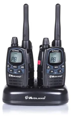 Immagine prodotto di Midland G7 PRO, 8 canali, 446.00625 - 446.09375 MHz, display LCD, batteria nichel-metallo idruro (NiMH), 123 g, 58 x 122 x 34 mm