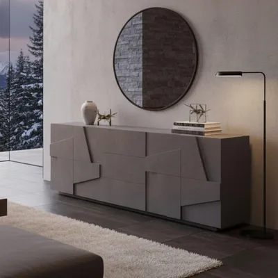 Immagine prodotto di Credenza di design per il soggiorno, 4 ante, 3 cassetti, 220 cm, Ardesia Ping Wide