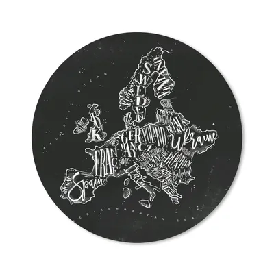 Produktbild von MuchoWow® Mauspad Mousepad Karte - Europa - Schwarz - Weiß 40x40 cm - Mousepads - Maus Mat - Pad - Mausunterlage - Schreibtisch Accessoires