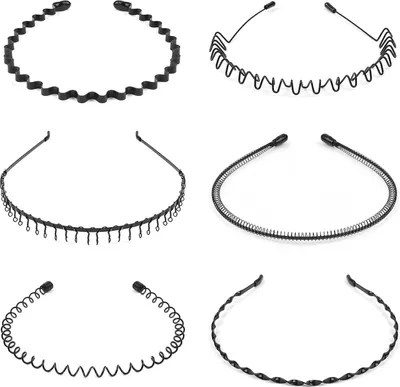 Image de lot de 6 serre-têtes métalliques URAQT noirs pour hommes et femmes