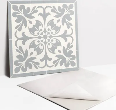 Produktbild von Fliesenaufkleber Set für Bad und Küche - 9 Fliesen Selbstklebend PVC - 30 x 30 - Zarte Verzierung