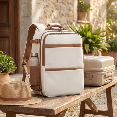 Produktbild von SONGMICS Handgepäck Rucksack für easyJet, Wasserdichter Reiserucksack mit 17,3 Zoll Laptopfach, 24 L, 40 x 30 x 20 cm, Warmweiß