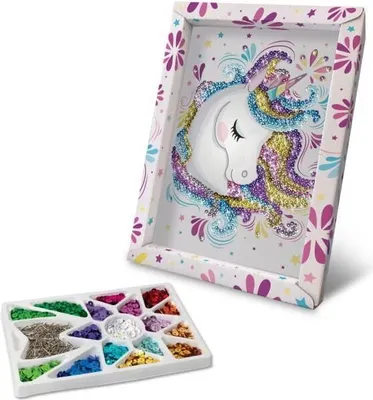 Imagen del producto de Kit de manualidades de unicornio con lentejuelas, para niños a partir de 7 años, color blanco