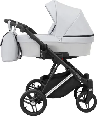 Produktbild von Kinderwagen LAZZIO PREMIUM Babywagen Babyschale Kinder Wagen Set 1 in 1 (Asche + eco, Rahmenfarbe: Silber)