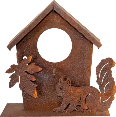 Produktbild von Vogelhäuschen mit Eichhörnchen, ca. 25 x 10 x 25 cm
