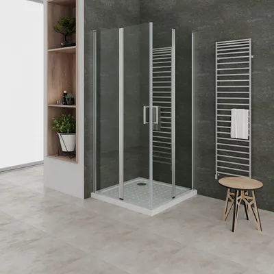 Produktbild von i-flair Falttür Duschkabine 85x85x180 cm aus durchsichtigem 6 mm Sicherheitsglas - DK60