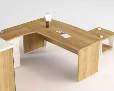 Produktbild von Brauner Eckschreibtisch Exklusives Design Bürotisch Arbeitszimmer Möbel