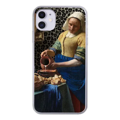 Produktbild von MuchoWow® Handyhülle Schutzhülle Hülle für iPhone 11 Milchmädchen - Kunst - Pantherdruck - Vermeer - Gemälde - Alte Meister Silikon Softcase Handy Hülle - Handytasche