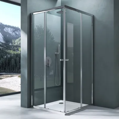 Produktbild von Mai & Mai Duschkabine mit Doppel-Schiebetür 120x120cm Eckeinstieg Echtglas Lotuseffekt ESG-Sicherheitsglas Ravenna16K Plus