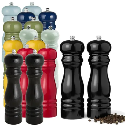 Produktbild von LS-LebenStil 2x Design Holz Salzmühle & Pfeffermühle 2´er Set Schwarz 21x5cm Keramikmahlwerk Gewürzmühle Mühle für grobes Salz schwarzer Pfefferkörner
