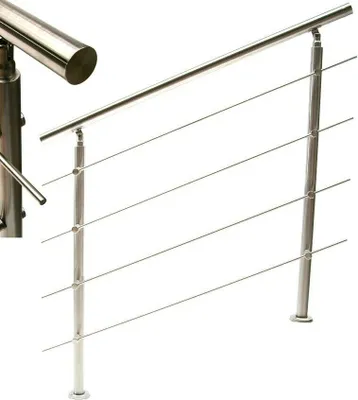 Produktbild von Edelstahl Treppengeländer 80 Handlauf Geländer Balkongeländer 4 Querstäbe 57203