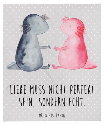 Produktbild von Mr. & Mrs. Panda Winterdecke Axolotl Liebe - Grau Pastell - Geschenk, Plaid, Valentinstag, Schlafdecke, Kuscheldecke, Bettdecke, Jahrestag, Decke, Plüschdecke