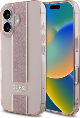 Immagine prodotto di Custodia Guess per iPhone 16 - IML 4G Stripe - Rosa