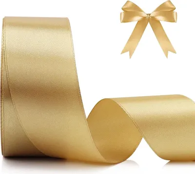 Produktbild von 4 cm Satinband Gold, Hochwertiges Schleifenband für Hochzeit, Geschenkverpackung, Deko, Seidenband für Basteln, Präsent Geschenkband, Stoffband für Geburtstag, Festliche Satinbänder, 22.8 m
