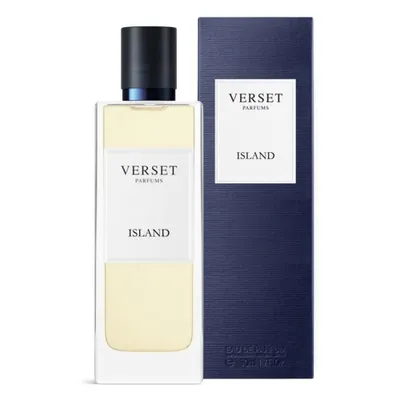 A bottle of VERSET Island Eau De Parfum and its packaging are displayed against a white background.