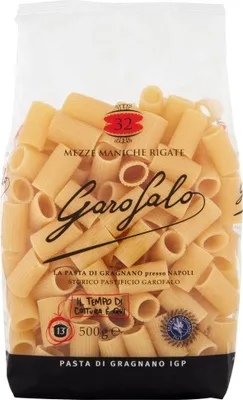 Produktbild von 10x Mezze maniche rigate N. 32 Neapolitanische Hartweizengrieß Packung mit 500g Pasta IGP + Italian Gourmet polpa 400g