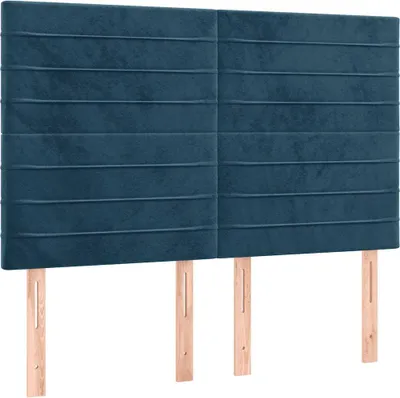 Produktbild von vidaXL Kopfteil Dunkelblau 144x5x118/128 cm Samt