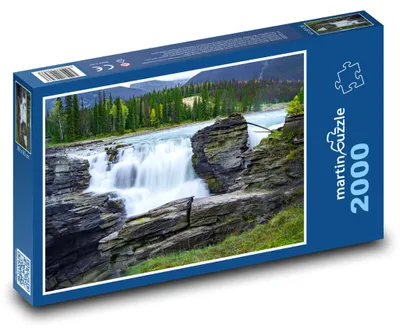 Produktbild von Puzzle 2000 Kaskadenartiger Bergwasserfall - martinpuzzle
