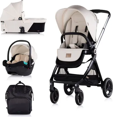 Produktbild von Chipolino Kinderwagen Elite 3 in 1 i-Size Babyschale Sportsitz Babywanne Tasche beige