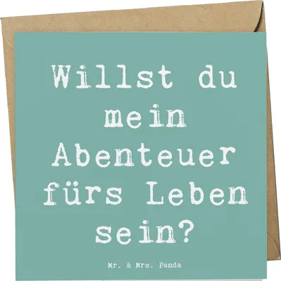 Produktbild von Mr. & Mrs. Panda Glückwunschkarte Spruch Heiratsantrag Abenteuer - Meeresbrise - Geschenk, Hochzeit, doppelkarte, anlasskarte, Liebesmoment, romantischer Antrag, Heirat