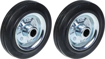 Immagine prodotto di ruote in gomma piena da 160 mm con centro in acciaio da 150 kg ciascuna Ruote per autocarri da 6" - set di 2