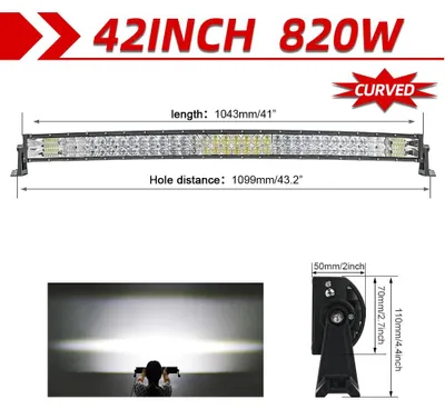 Imagen del producto de Barra de luces para automóviles y camiones - Iluminación LED de alta potencia - 42 pulgadas - 90000 lúmenes