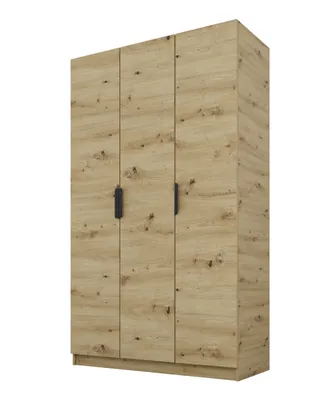 Immagine prodotto di PAWS MOBEL Armadio inclinabile in rovere Artisan 120x52x200 cm, armadio aperto a tre ante senza specchio, con ripiani e appendiabiti
