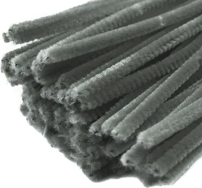 Pfeifenreiniger 20er Chenille-Draht 6mm, Länge 30cm, grau