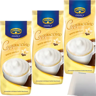Produktbild von Krüger Family White Cappuccino 3er Pack (3x 500 g Beutel) + usy Block