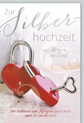 Produktbild von Silberhochzeit - Glückwunschkarte im Format 11,5 x 17 cm mit Umschlag