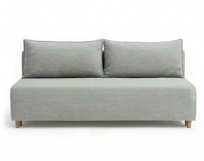 Produktbild von Modernes Cord Schlafsofa LARON - Couch mit Bettfunktion & Federkern - Grau Dreisitzer Sofa mit Holzfüßen & Ausziehautomatik