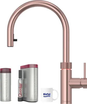 Produktbild von Quooker Wasserhahn Flex Kupfer Rosé & PRO3 Reservoire & sprudelndes Wasser CUBE