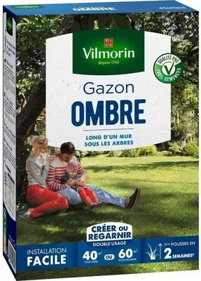 Image de Graines de Gazon Ombre VILMORIN, 1 kg, Pour Jardin d'Ombre, 40-60m², Pureté Spécifique Supérieure