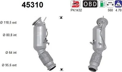 Produktbild von AS Katalysator Kat für BMW 1 Schrägheck (F20) Euro 6 45310