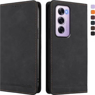 Obrázek produktu pro Pouzdro pro Oppo Reno12 Pro 5G, retroPolyuretankožené flip pouzdro s stojánkem a přihrádkami na karty Černý
