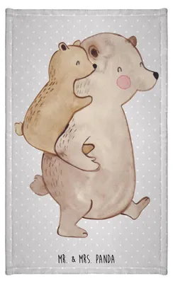 Produktbild von Mr. & Mrs. Panda Handtuch Papa Bär - Grau Pastell - Geschenk, Gästetuch, Geburtstag, Klein, frottierhandtuch, Vatertag, Muttertag, Kleines, Frotteetuch