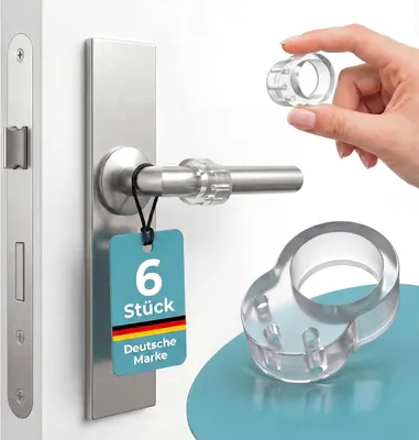 Imagen del producto de Topes para puertas de silicona transparente, juego de 6 unidades, para proteger paredes y muebles