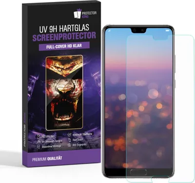 Produktbild von 2x 9H Hartglas für Huawei P20 FULL CURVED UV Liquid Schutzglas Panzerfolie Displayschutz Schutzfolie Displayglas Panzerglas Tempered Glasfolie Sicherheitsglas Echtglas