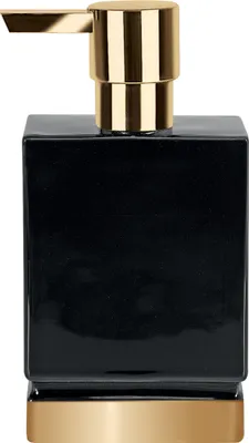 Image de Spirella distributeur de savon "Roma" distributeur de savon liquide en porcelaine 300ml noir/or