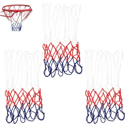 Produktbild von 3 Stück Profi Basketballnetz, Basketball Ersatz Netz, Netz für Basketballkorb, Basketball Ersatz Netz, Ballnetz Für Standard Größe BasketballKorb, Netz für Basketballkorb Outdoor