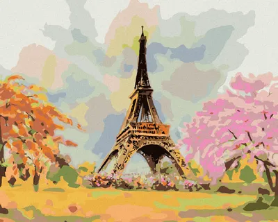Produktbild von Zuty - Malen nach Zahlen - EIFFELTURM UND ROSA BAUM, 40x50 cm, mit Keilrahmen (bereits gespannt)