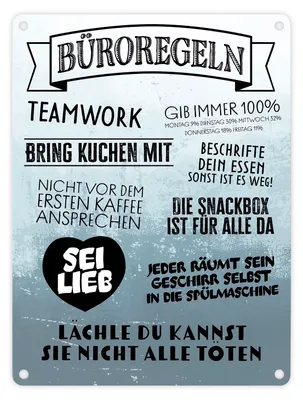 Produktbild von Büroregeln Metallschild in 15x20 cm