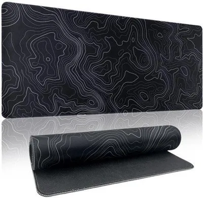 Productafbeelding van Bureau Onderlegger XXL - Zwart Topografisch Oppervlak - 900 x 400 mm - Stof Rubber - Gaming Muismat
