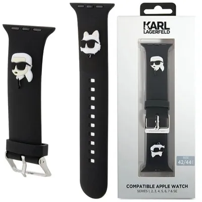 Produktbild von Karl Lagerfeld | Apple Watch Strap KLAWLSLKCNK | Black | Silicone/Stainless Steel