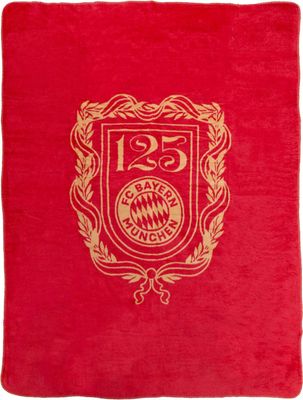 FC Bayern München Jubiläums-Fleecedecke | 125 Jahre | 150x200 cm | Rot/Weiß