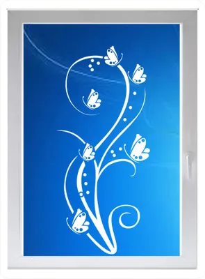Produktbild von INDIGOS UG - Wohnzimmer Blumenornament Blüten - Farbe: weiss - 116x53 cm - Sichtschutzfolie - Fensterfolie - Glasdekorfolie - für die Küche, Wohnzimmer Blumenornament Blüten ans Fenster
