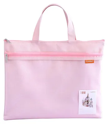 Productafbeelding van Documententas A4 met rits en netzak, roze, nylon, 35 x 28 cm