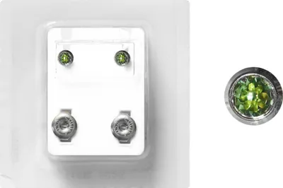 Produktbild von Erstohrstecker Chirurgenstahl Sterile Ohrstecker Zarge mit Stein in grün 4mm