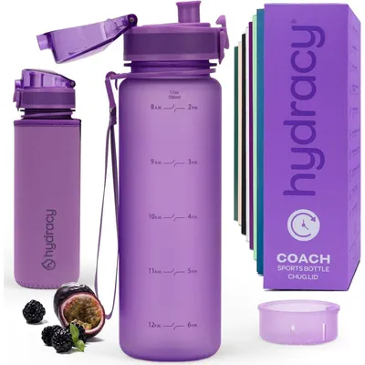 Produktbild von Trinkflasche mit Fruchteinsatz 500ml BPA-frei mit Zeitmarkierung auslaufsicher Berry Blue